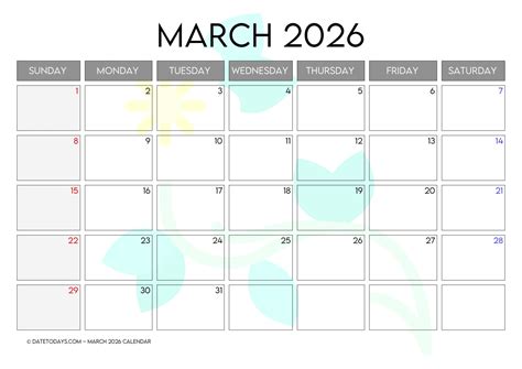 Calendar March 2026