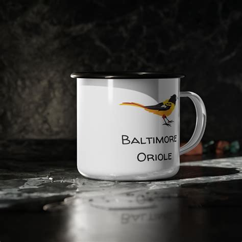 Baltimore Oriole on Enamel Camp Cup, Baltimore Oriole, Baltimore ...