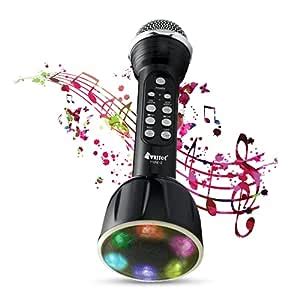 VRJTEC Microphone with Colorful LED Lights & Karoke Features – Wireless ...