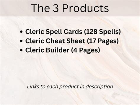 CLERIC BUNDLE Dnd Cleric Pack Cleric Spell Cards Cleric Cheat Sheet ...