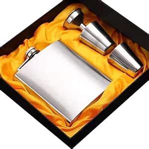 AUGEN Hip Flask Stainless Steel Leak Proof Silver 7oz (210ml) Liquor ...