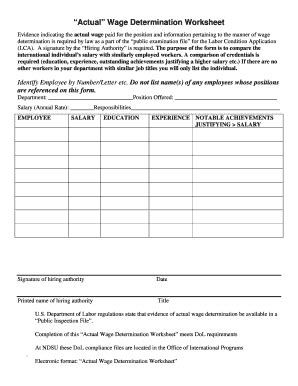 Actual Wage Determination Worksheet - Blank Fillable Template | Fill ...