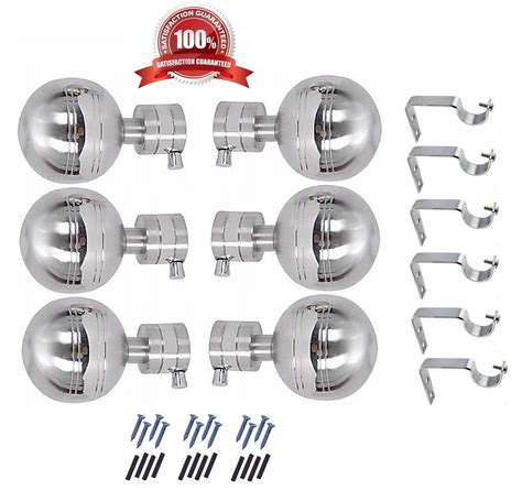 Buy RIC Store Home Decor Silver Chrome Curtain Finials Knob Support ...