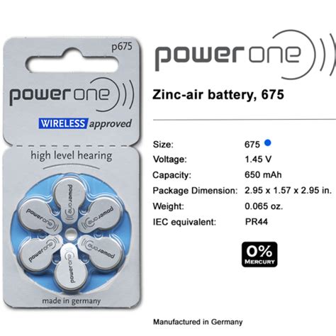 Power One P675 Hearing Aid Battery From Royal Technologies Mercury Free ...