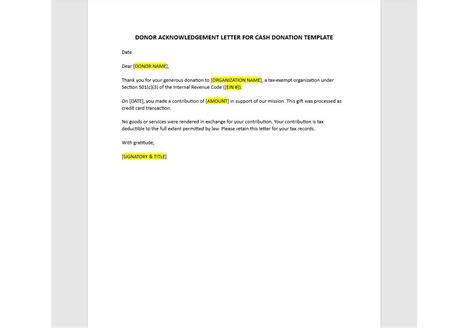 Buy Editable Donor Acknowledgement Letter Template, Donor ...