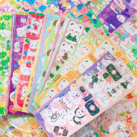 10 Kawaii Holographic Sticker Sheets Set – The Curated Store India