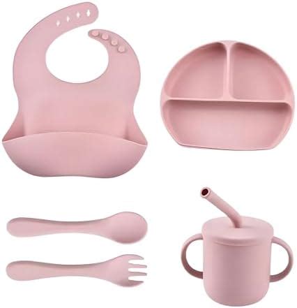 Buy Monkhood 5 Pcs Silicone Baby Feeding Set – BPA-Free, Microwave Safe ...