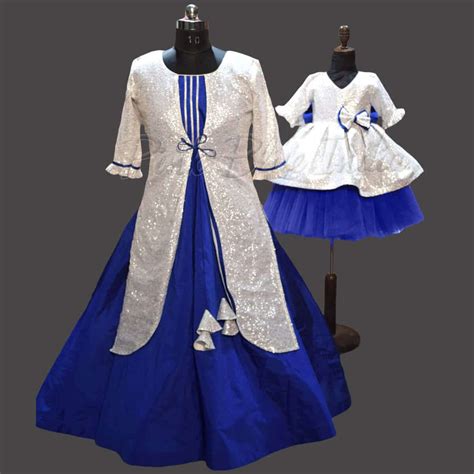 Mother Daughter Matching Silver Sequin Dresses Online – PinkBlueIndia.com