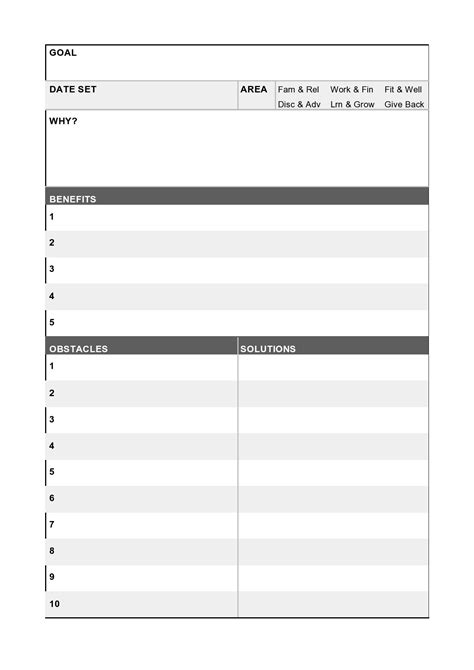 Printable 5 Year Plan Template