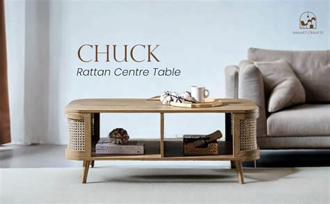 SMAART CRAAFTS Chuck Rattan Centre Table | Designer Cane Oval Shape ...