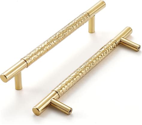 FLIRABBIT Polished Brass Cabinet Pulls, 2 Pack Modern Gold Cupboard ...