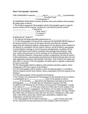 Choreographer Contract Template - Fill and Sign Printable Template Online