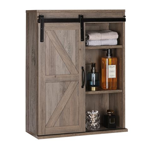 Buy Rustown Farmhouse Wood Wall Storage Bathroom Cabinet with Sliding ...