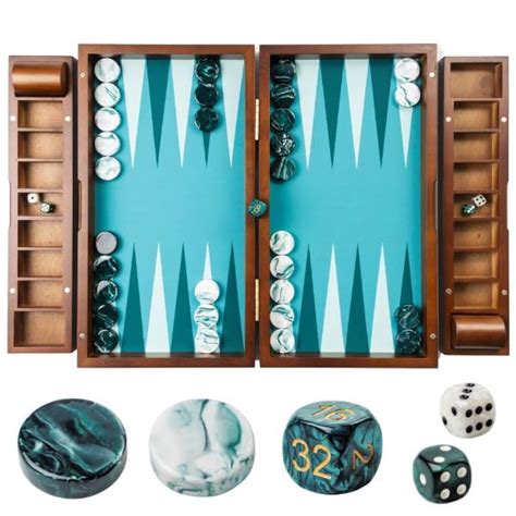 Pointworks 20 Inch Large Backgammon Sets for Adults, Green Backgammon Board, Solid Wood ...