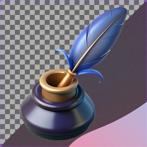 3d quill and inkwell | Premium AI-generated PSD
