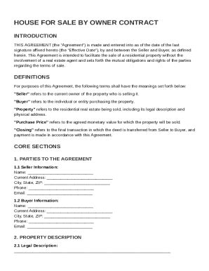 House For Sale By Owner Contract Template - Fill and Sign Printable ...