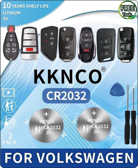 Amazon.com: KKNCO Key Fob Replacement Batteries for Volkswagen VW ...