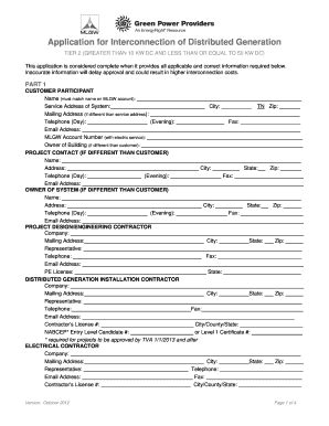 Fillable Online Application for Interconnection of Distributed ...