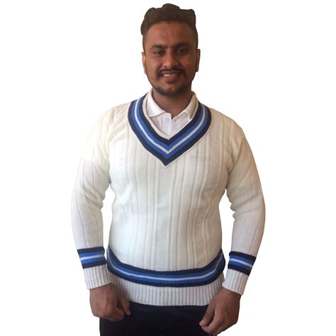 NAVEX Cricket Sweater Full Sleeve (42) White : Amazon.in: Clothing ...