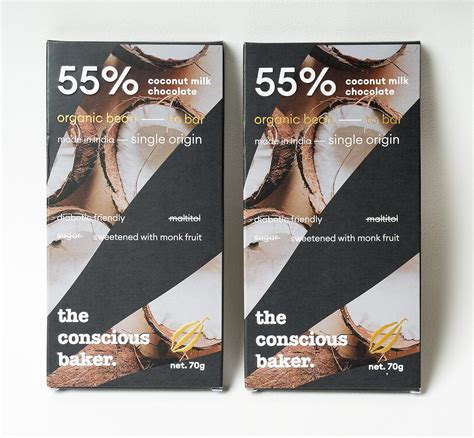 The conscious baker 55% Coconut Milk Chocolate (70g) Pack of 2 | Single ...