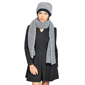 Buy 513 Women's Striper Cap and Muffler Set (Navy Blue, Free Size) at ...