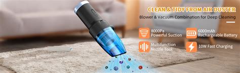 SUNPOLLO Cordless Air Duster & Vacuum 2-in-1, Electric Compressed Air ...