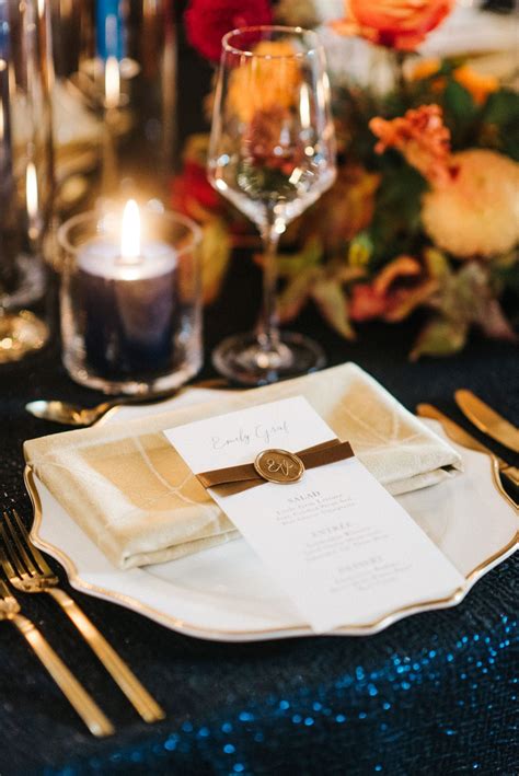 Wedding Place Setting with Ribbon & Wax Seal Menu