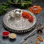 Intricately Designed Silver Plated Pooja Thali Set | 825 g – ServDharm