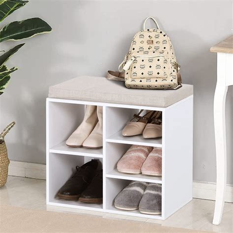 Buy Sophia & William Shoe Bench with Cushion and 5 Compartments ...