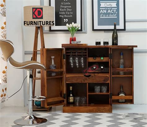 KD FURNITURES Bar Home Furniture Wood Bar Cabinet for Home | Wooden Bar ...