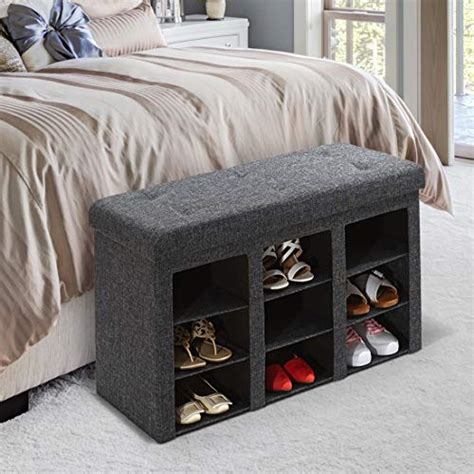 Buy Seville Classics Cushioned Fabric Ottoman Hidden Storage Chest ...