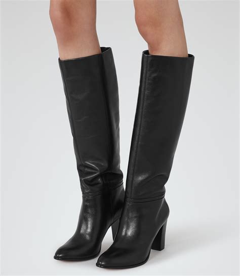 Reiss Andi Knee-high Leather Boots in Black - Lyst