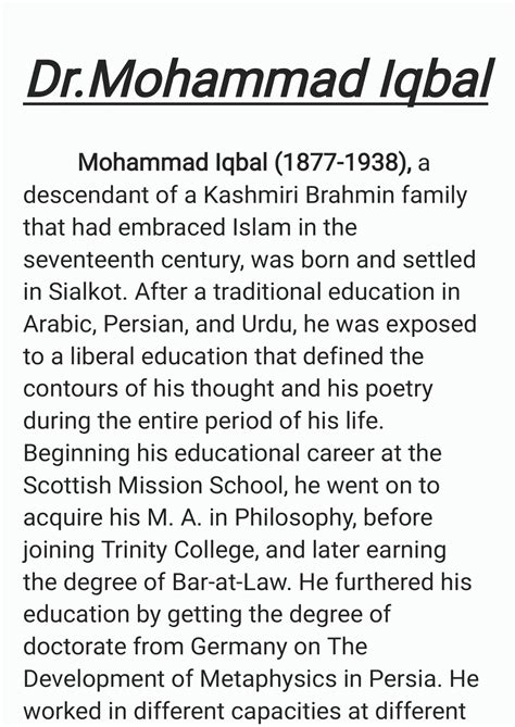 SOLUTION: Great leader of muslims allama iqbal - Studypool