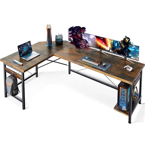 Coleshome 66" L Shaped Larger Gaming Desk, Corner Computer Desk, Sturdy ...