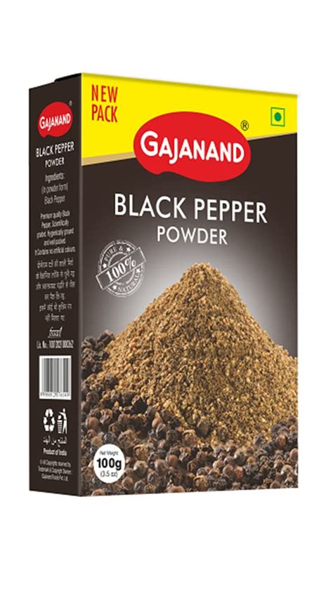 GAJANAND Black Pepper Powder, 100 Gm (Pack Of 1) / Kali Mirch Powder ...