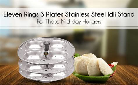 Eleven Rings 3 Plates Stainless Steel Heavy Quality Idli Stand/Idli ...