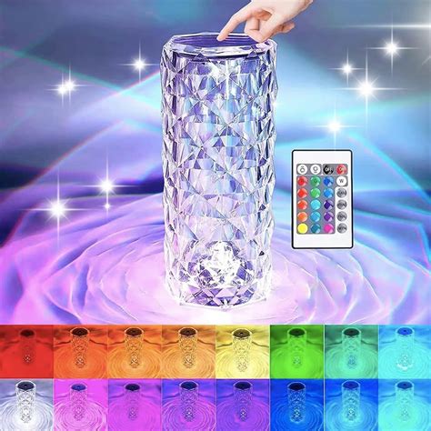 Buy Crystal Table Lamp, 16 Colors RGB Rose Night Light, Rechargeable ...