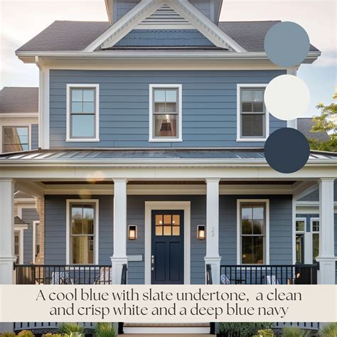 Blue EXTERIOR House Paint Color Combination Navy Coordinating Color for ...