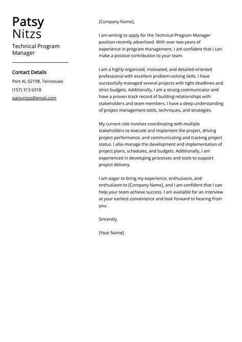 Image result for Program Manager Cover Letter Examples