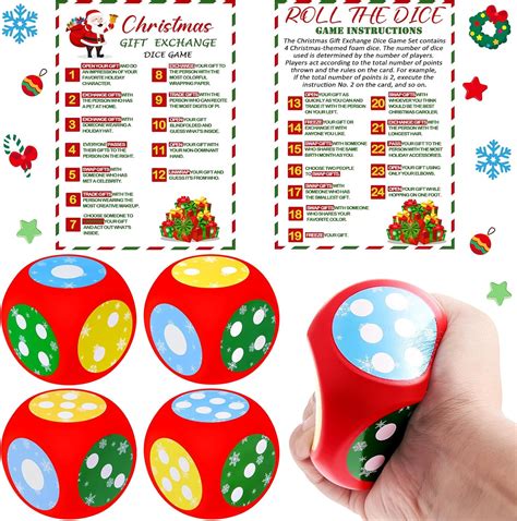 Amazon.com: Fullhawl 4 Sets Christmas Exchange Game Dice, 2.6 Inch ...