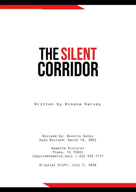 Free Screenplay Cover Page Templates to Edit Online