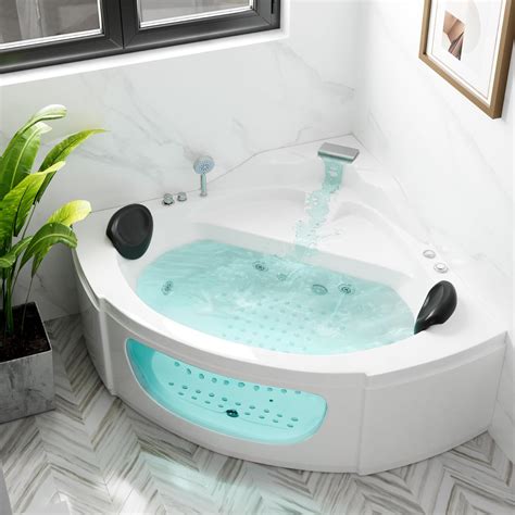 Corner Whirlpool Bathtub, 2 Person Whirlpool Tub 3-Side Apron Bathtub ...