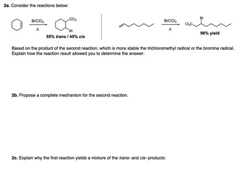 Solved 2a. ﻿Consider the reactions below:55% ﻿trans / 45% | Chegg.com