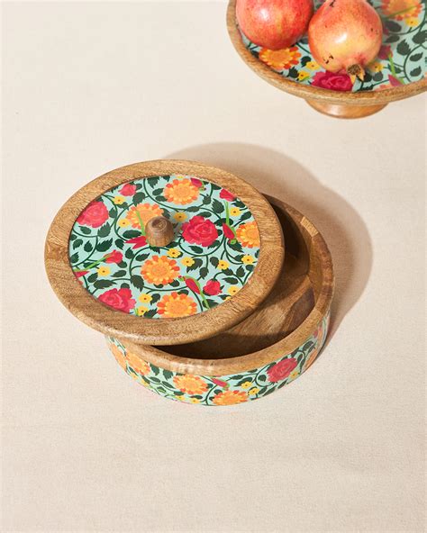 Rani Bagh Wooden Roti Box, 8"dia | Palace Memoirs