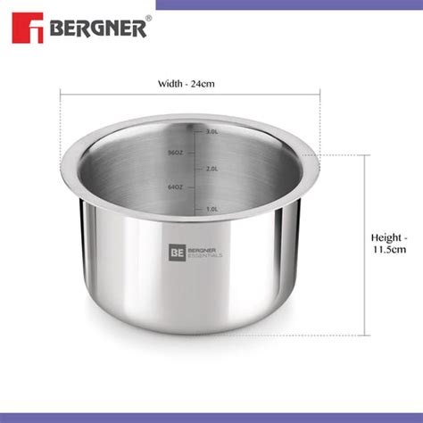 Bergner BE Bergner Essentials Tri-Ply Stainless Steel Junior Tope - In