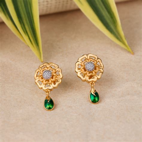 Verdant Floral Gold Drop Earrings