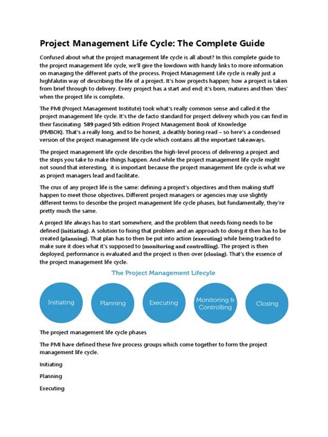 Project Management Life Cycle PDF 的图像结果