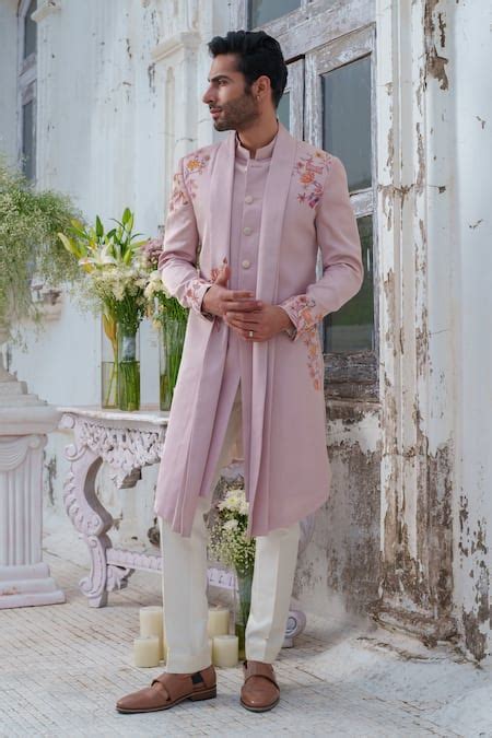 Buy Pink Modal, Silk, Cotton Hand Painted Open Cape Attached Kurta With ...