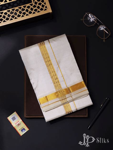 White Pure Silk Dhoti for Men - D6199 – JP Silks