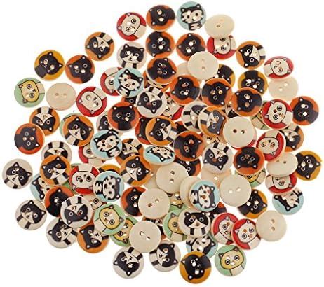 MYADDICTION 100Pieces Cat Pattern Wooden Round 2 Holes Buttons for ...